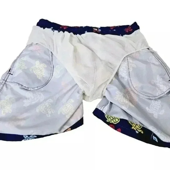 Vilbrequin Blue Colorful Turtle Print Swim Trunks Board Shorts